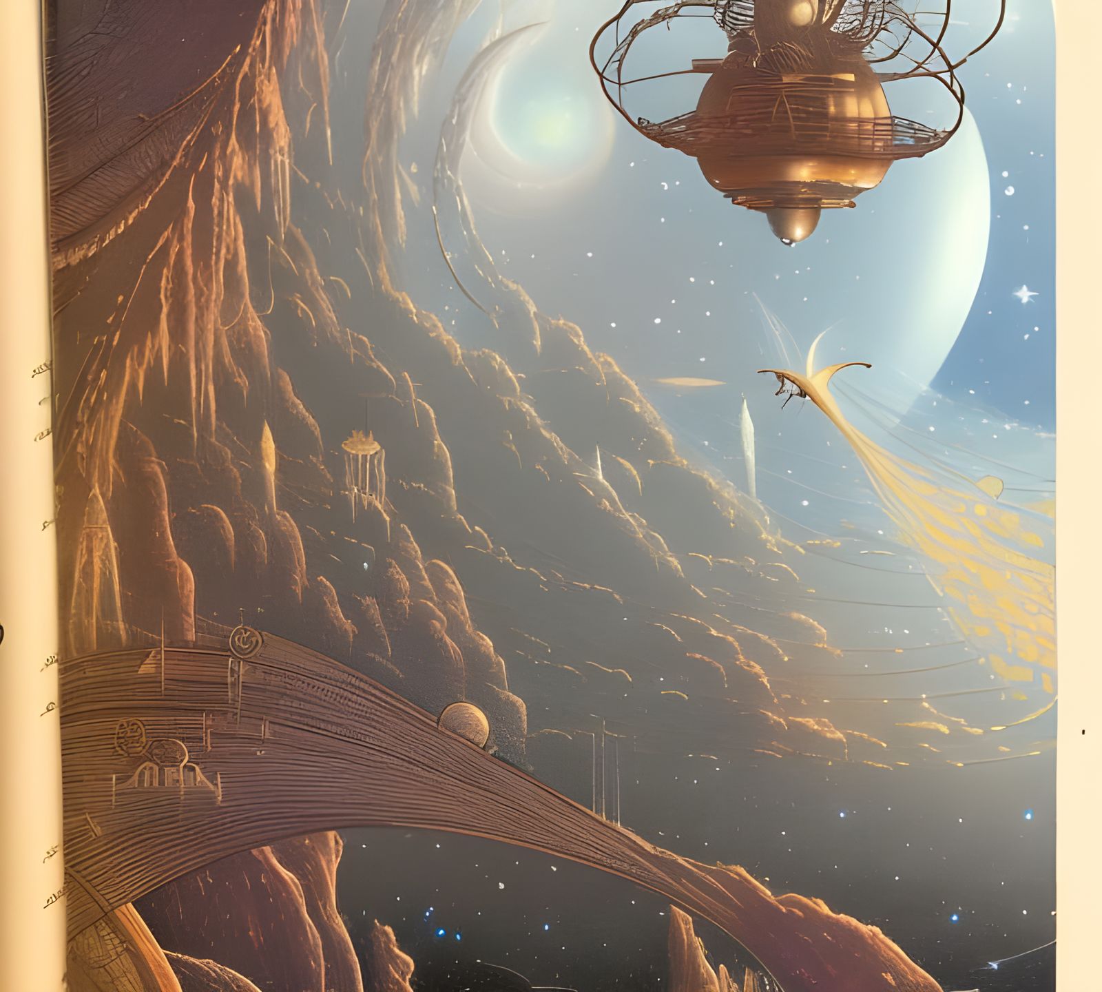 Crashed Spaceship on Venus: Ornate Sci-Fi Illustration