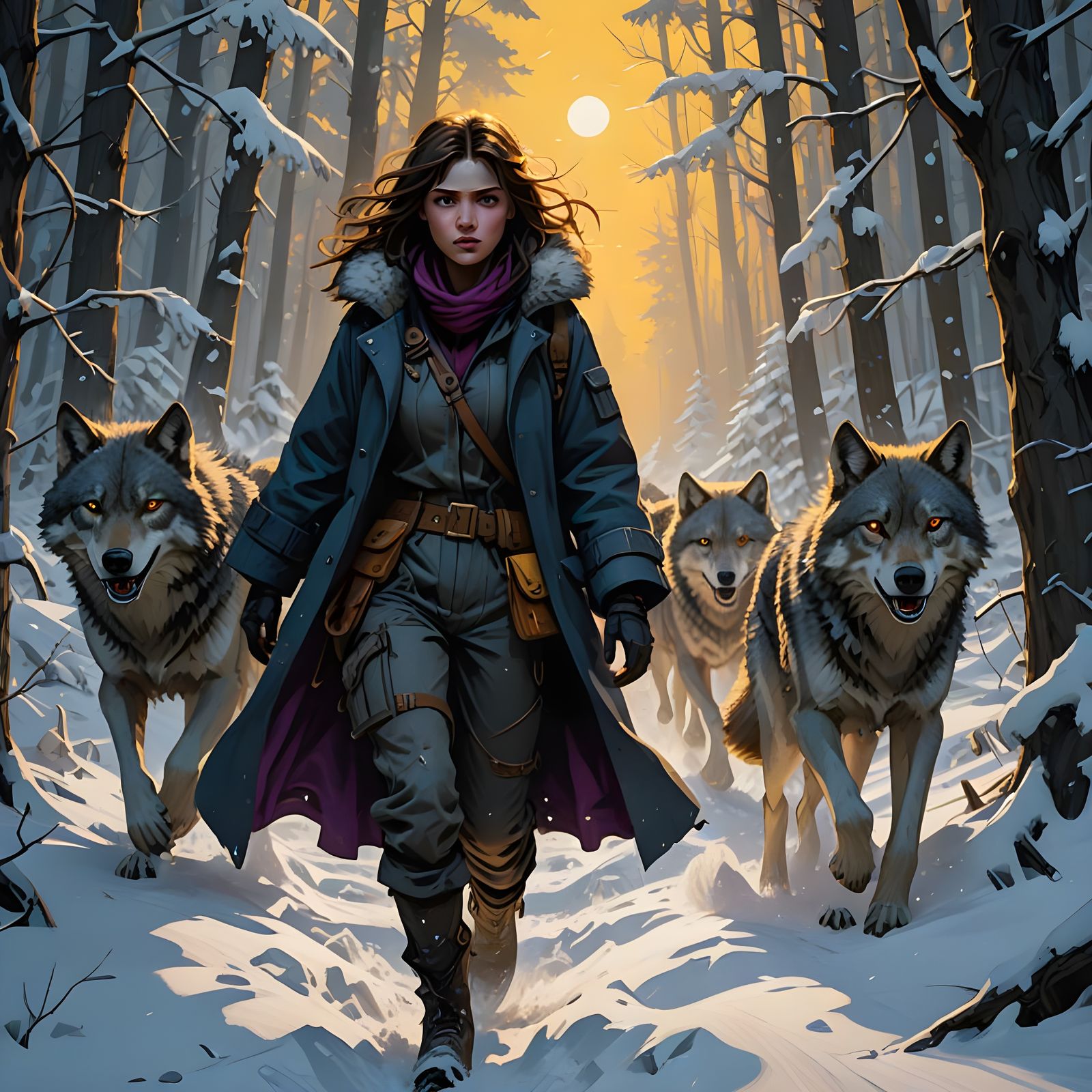 Ethereal Grey Wolf Pack Unleashes Terror in Dark Fantasy Lan...