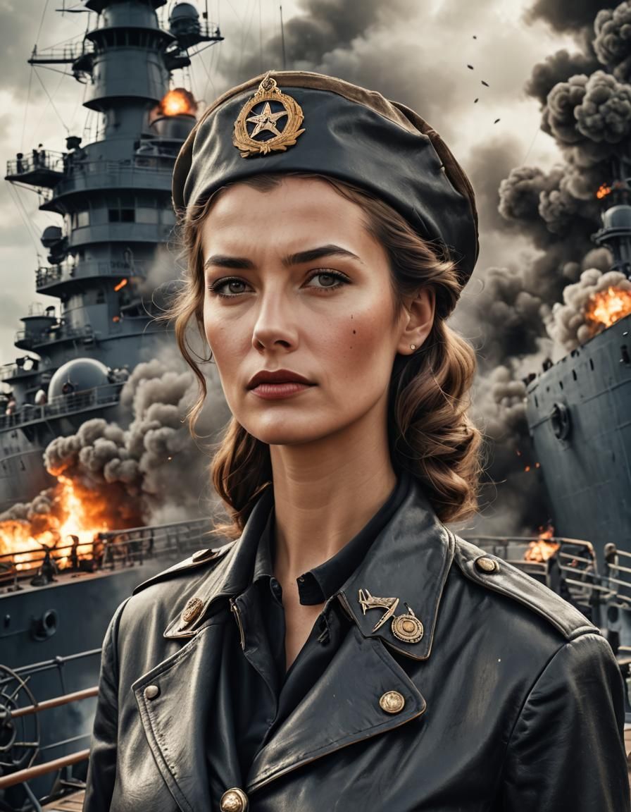 World War II Cruiser Commander in Leather Outfit