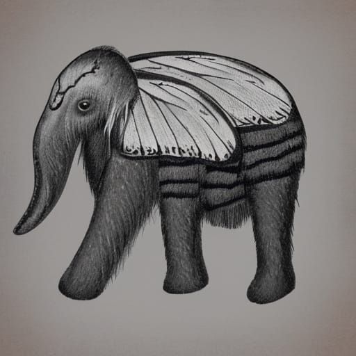 Mammoth with Butterfly Wings: AI Interpretation