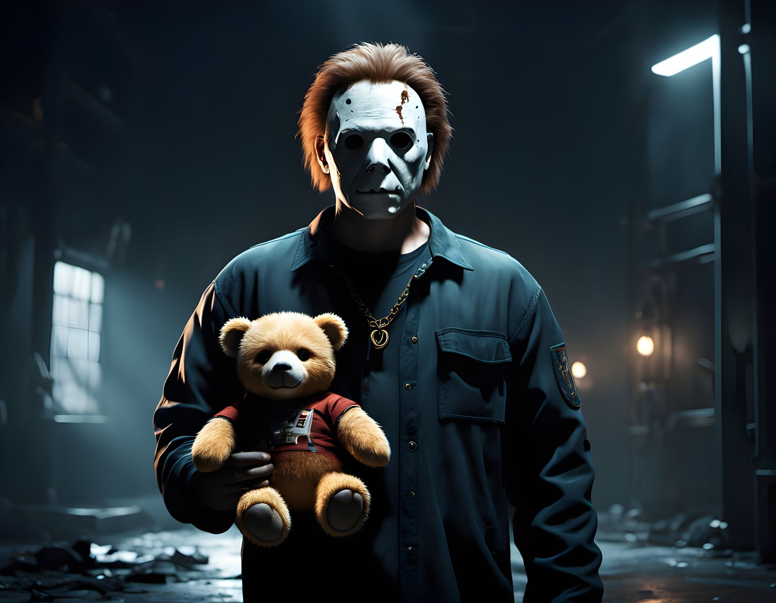 Michael Myers Cradles Evil Lord Bear