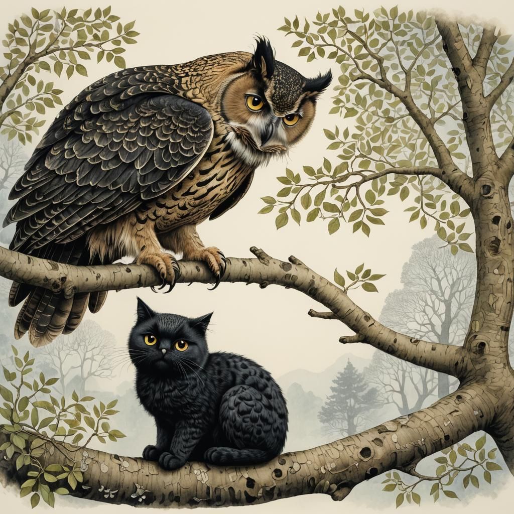 Whimsical Forest Encounter in Storybook Illustration Style