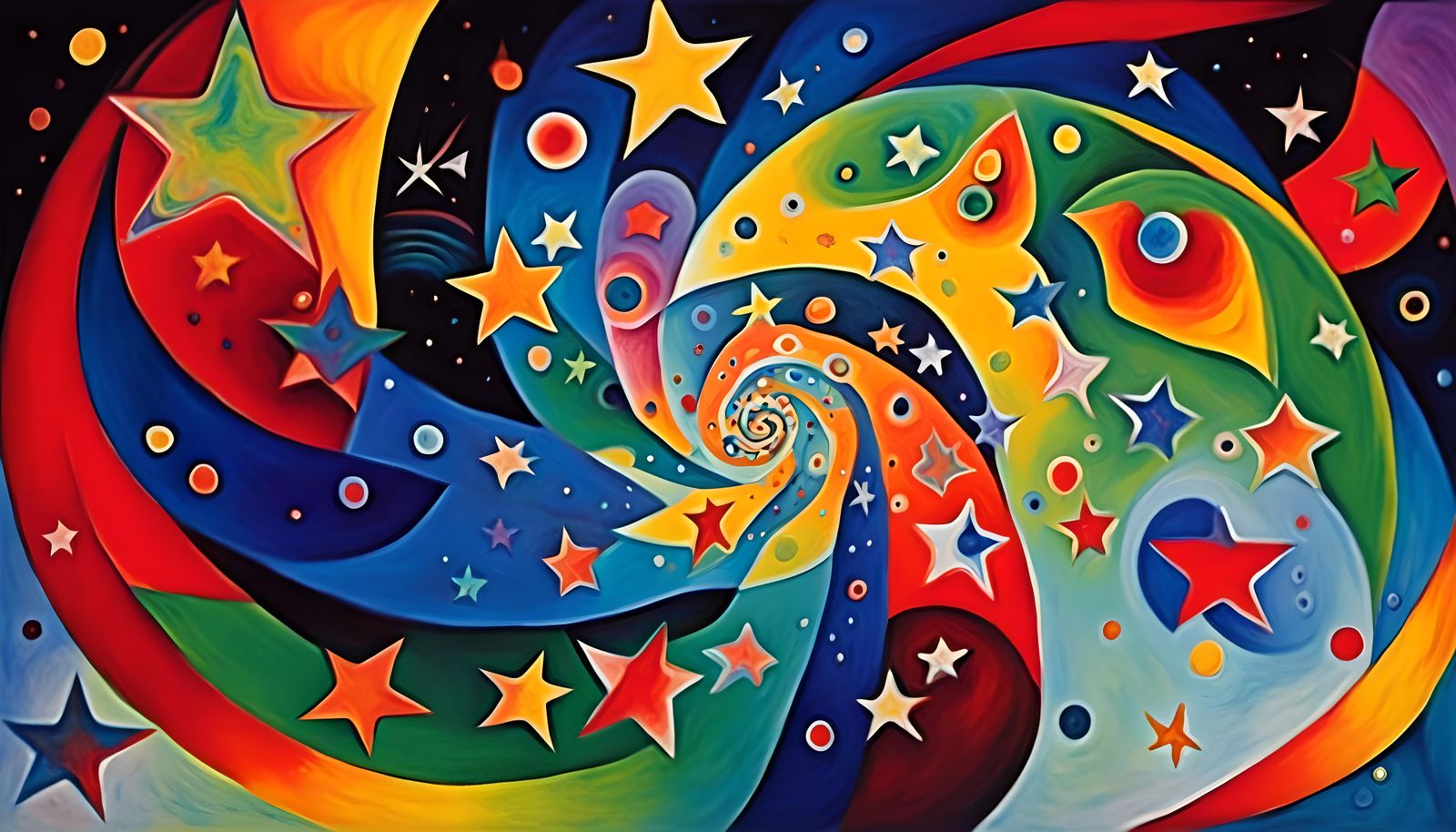 Abstract Star Cluster Maelstrom in Naive Art Style