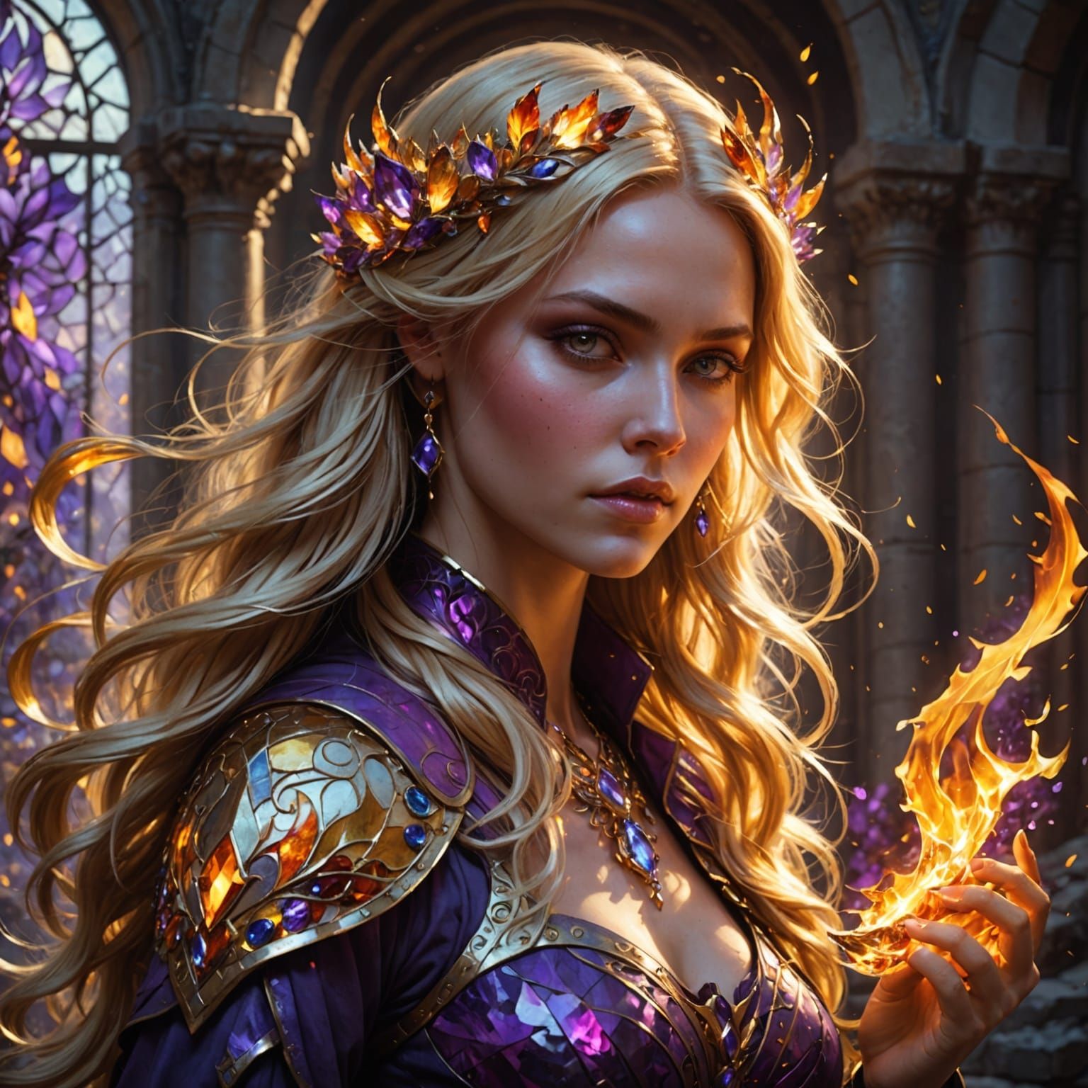 Sensual Dark Fantasy Goddess in Vibrant Colors