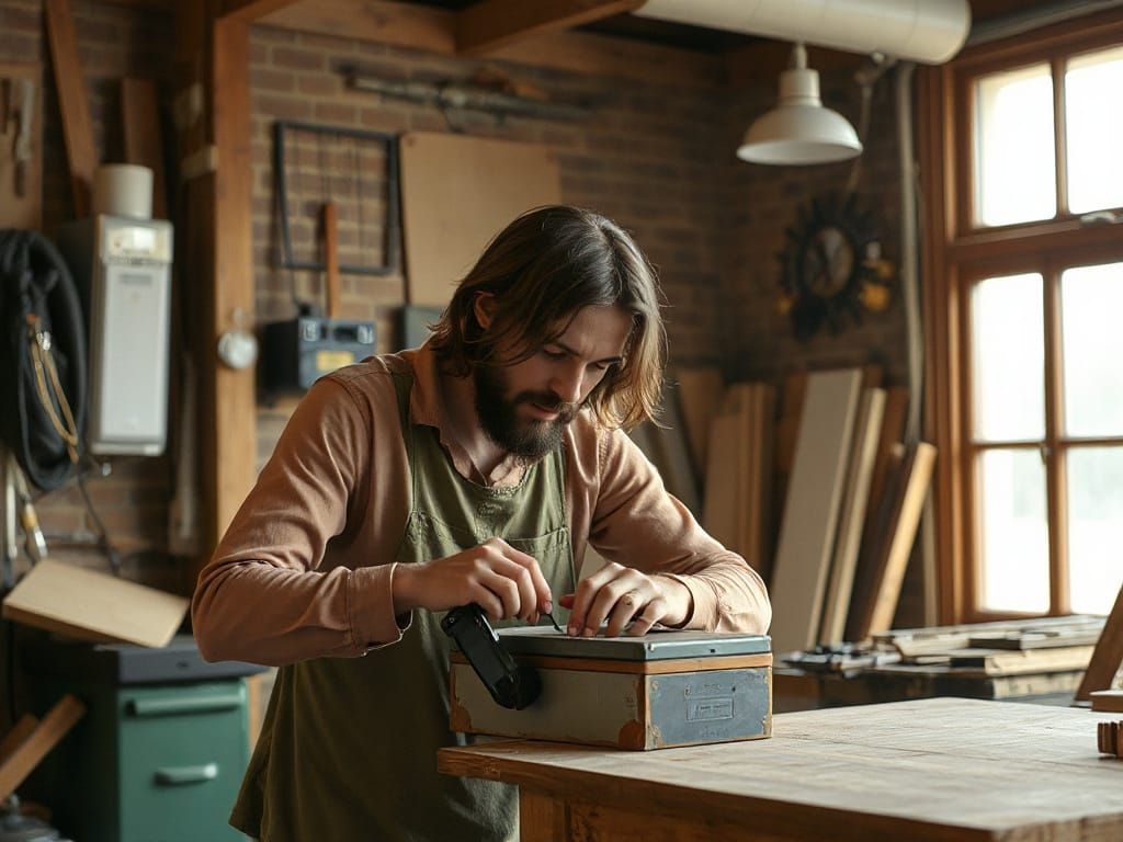 Cyberpunk Jesus Crafts in Darkened Cityscape