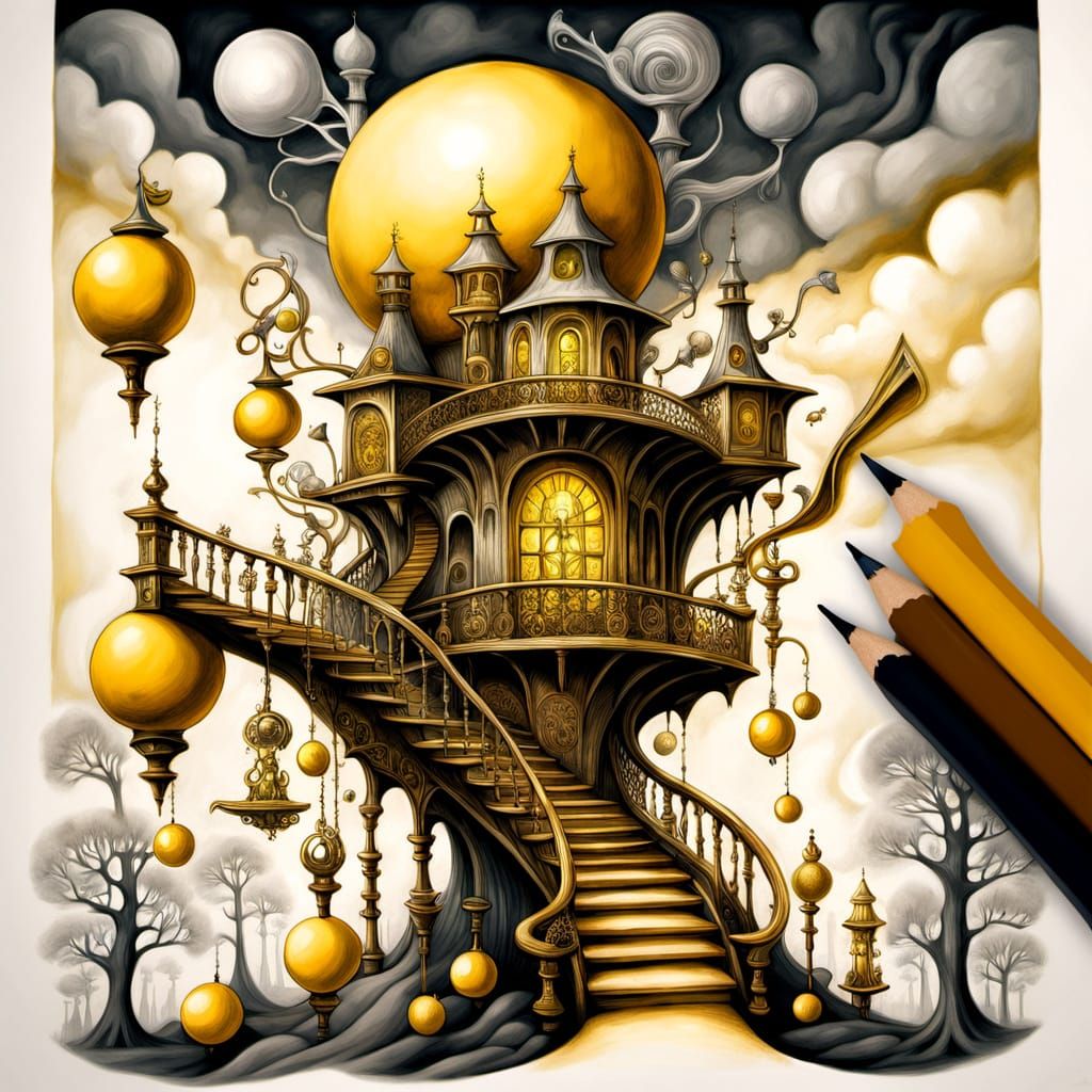 Giant Pencil Creates Staircase of Graphite Shavings