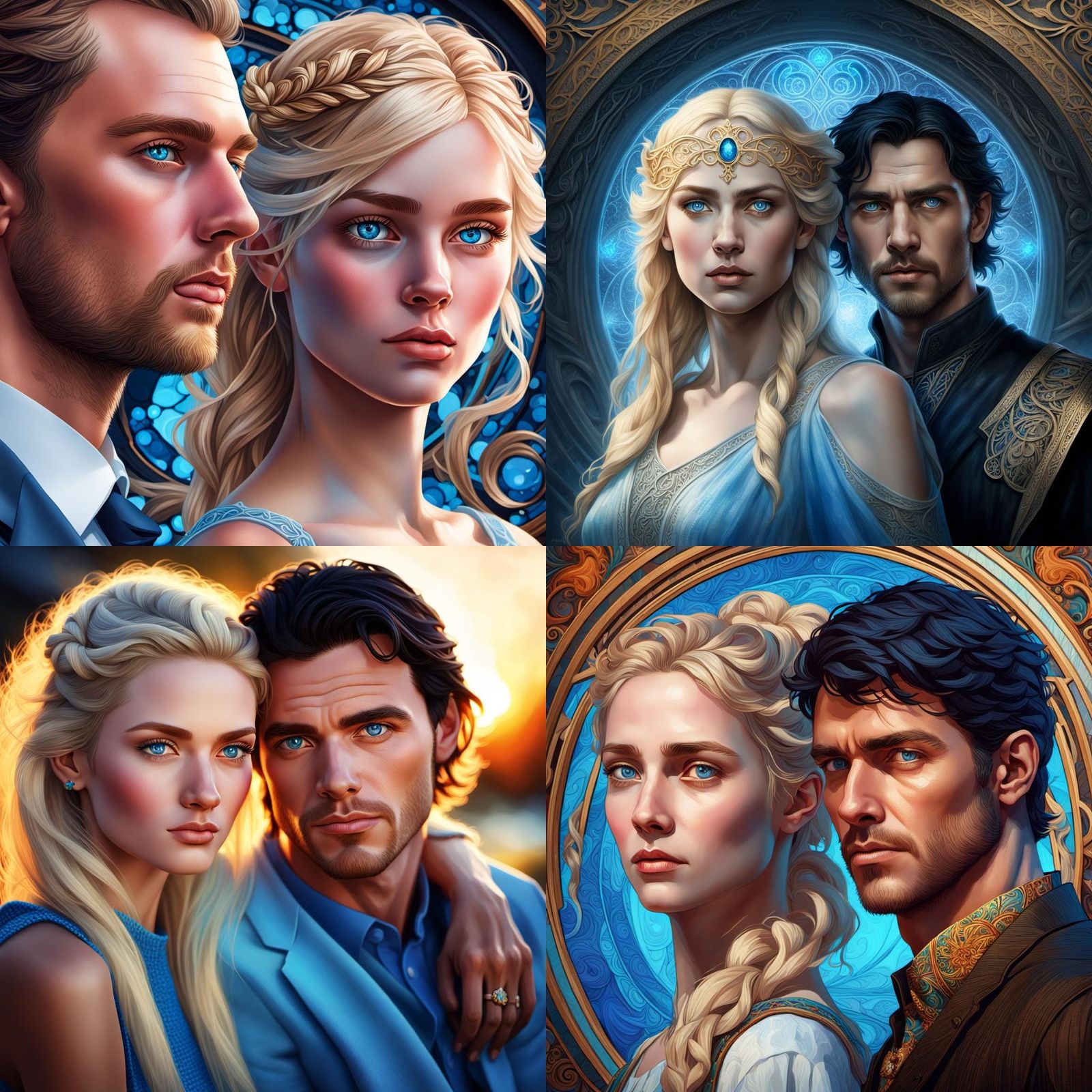 Detailed Portrait of a Couple with Blue Eyes