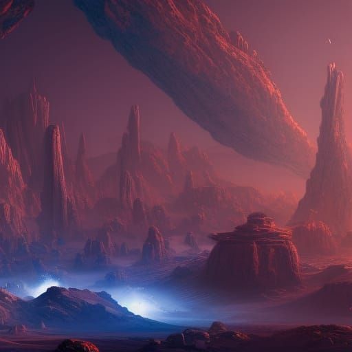 Futuristic Mars Colony: Detailed Matte Painting