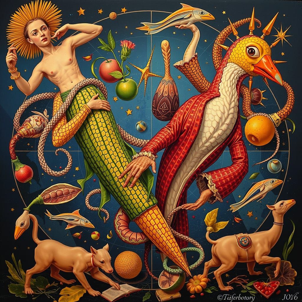 Hallucinatory Geometric Scene in Bosch Style