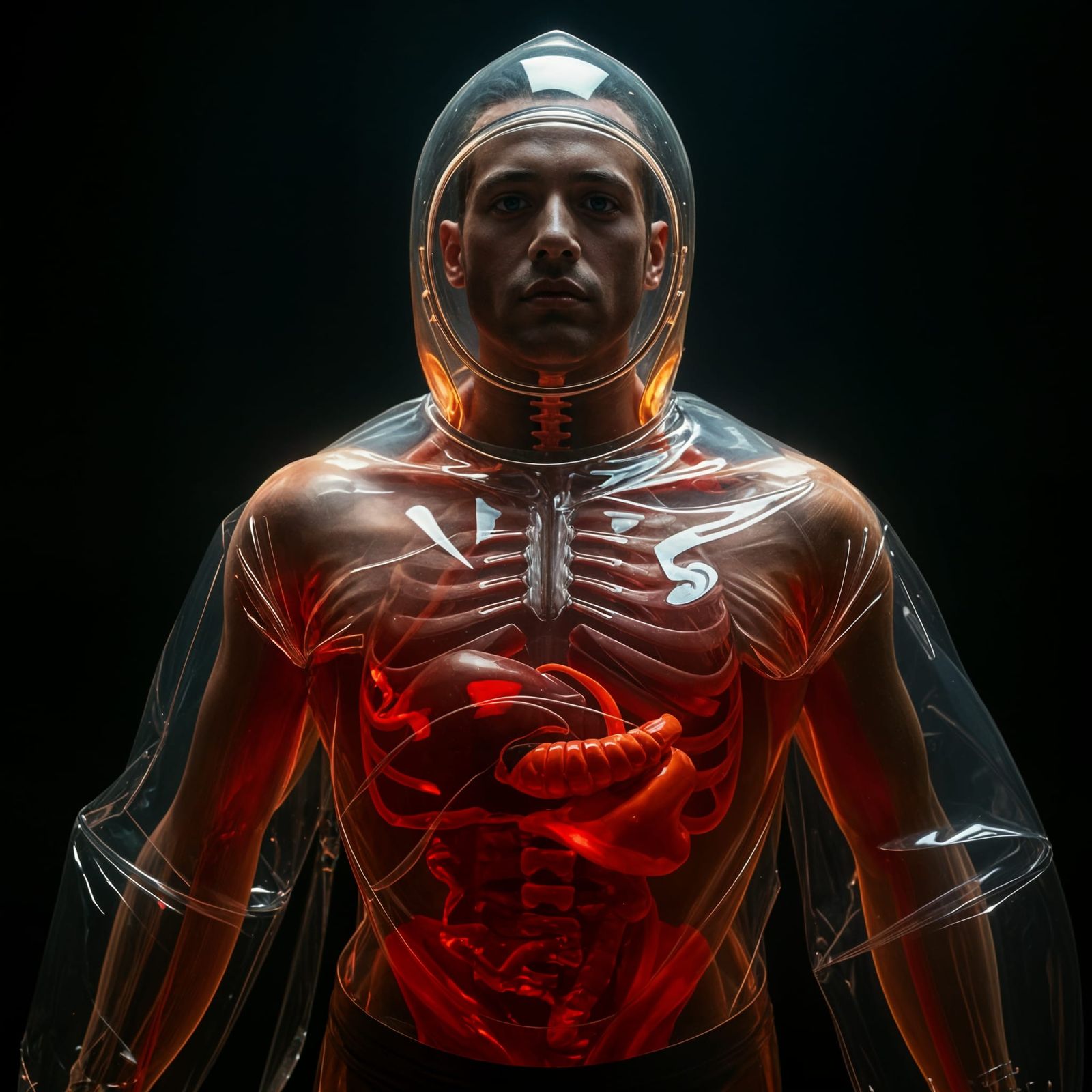 Transparent Plastic Suit Reveals Human Anatomy