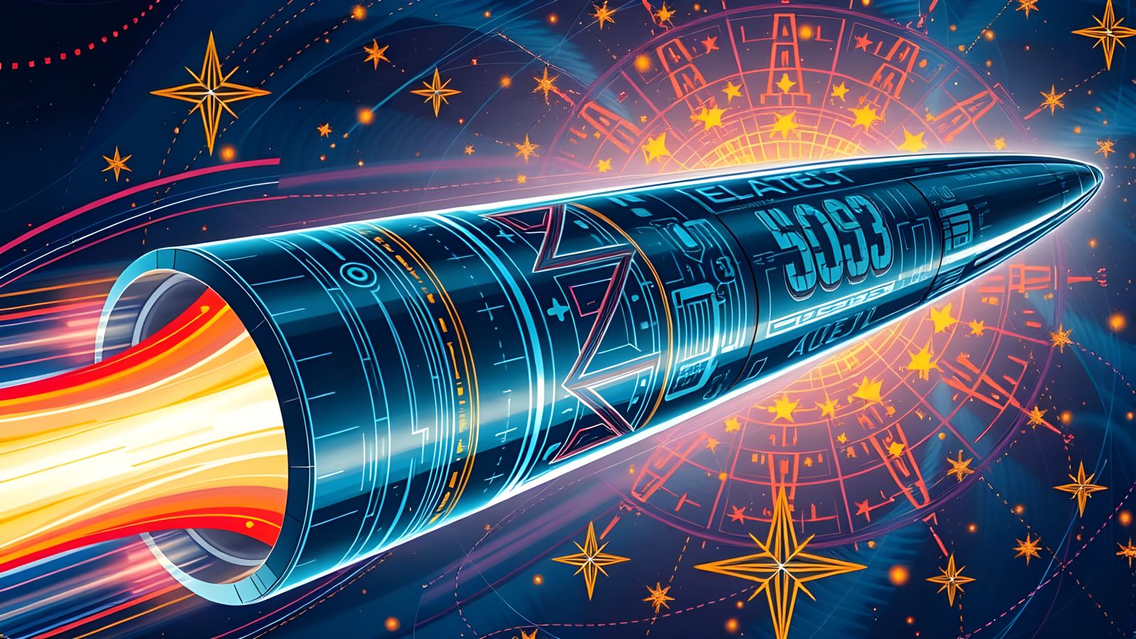 Sleek Cylinder Races Through Impasto Cosmos