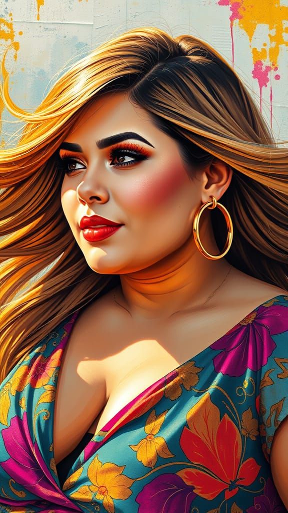 Elegant British Woman: Polychromatic Oil Painting