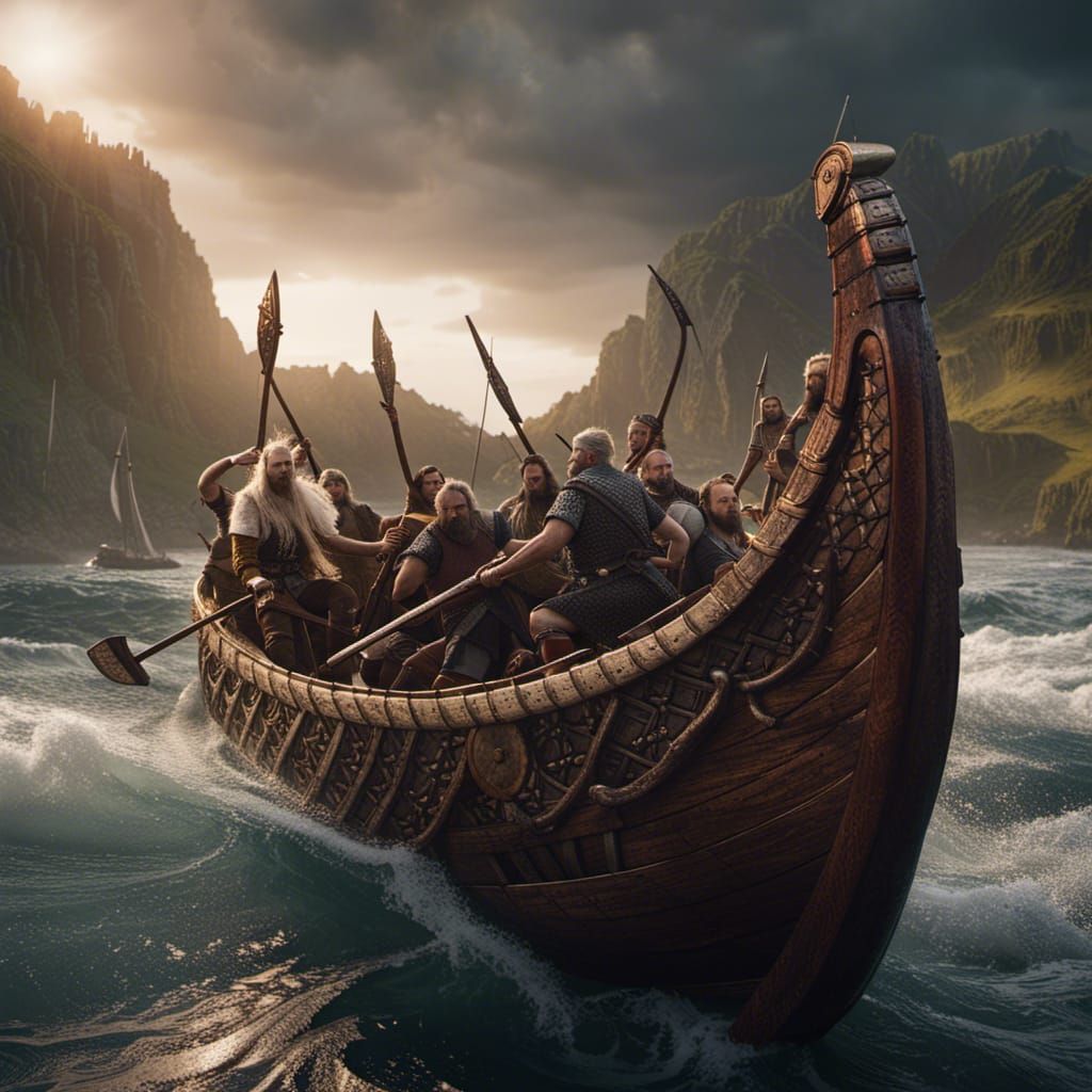 Viking Longship Voyage in Hyperrealistic Detail