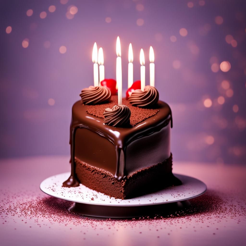 Heart-Shaped Chocolate Birthday Cake in 4K