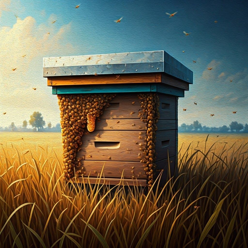 Beehive in Field, Oil Painting by James Gurney