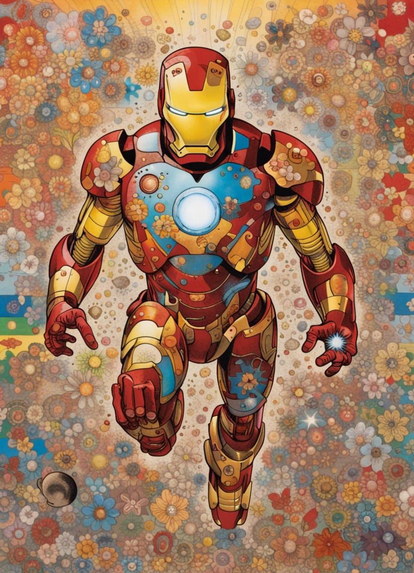 Iron Man in Japanese Pop Art Style