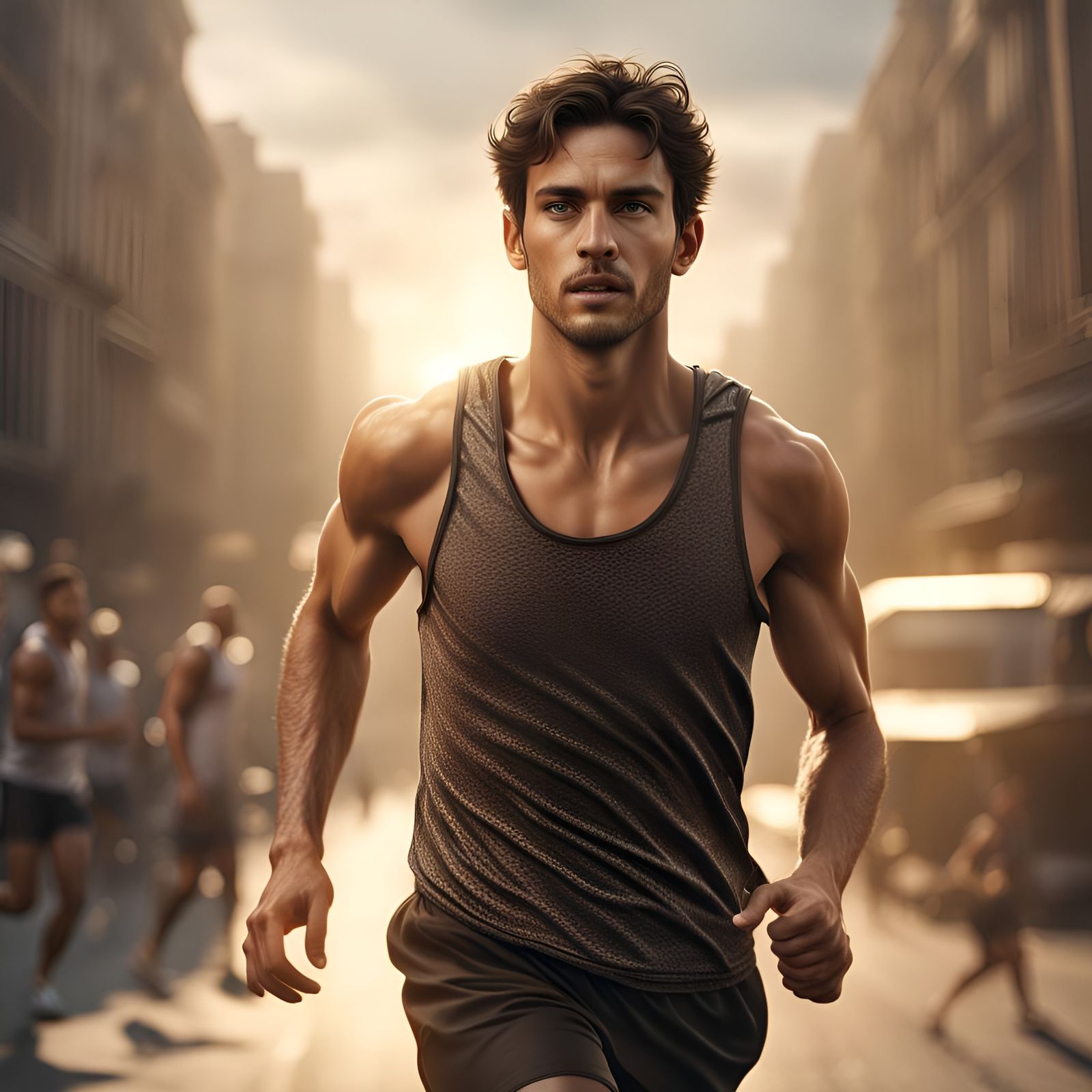 Young Man Jogging in Afternoon Light