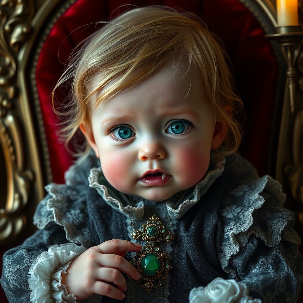 Baby Vampire Portrait in Renaissance Style