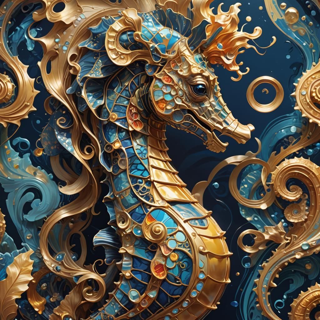 Glowing Seahorse Portrait in a Fantasy Style