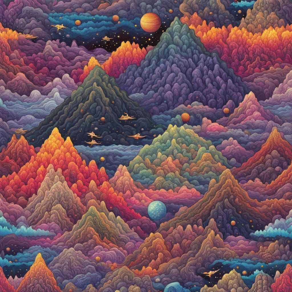 Vibrant Cosmic Tapestry Unfolds with Intricate Textile Lands...