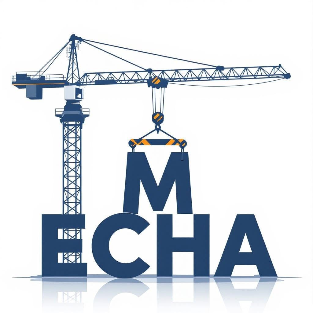 Crane Places 'M' Next to 'Echa' in Vector Art