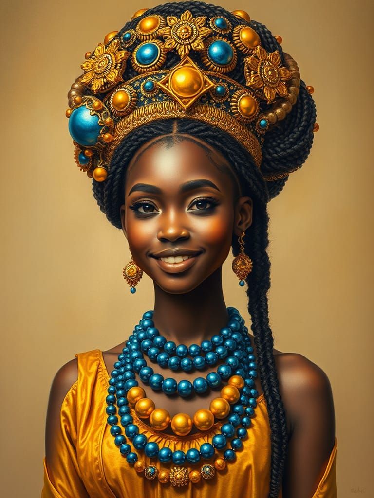 Goddess Art: African Princess in Golden Dress