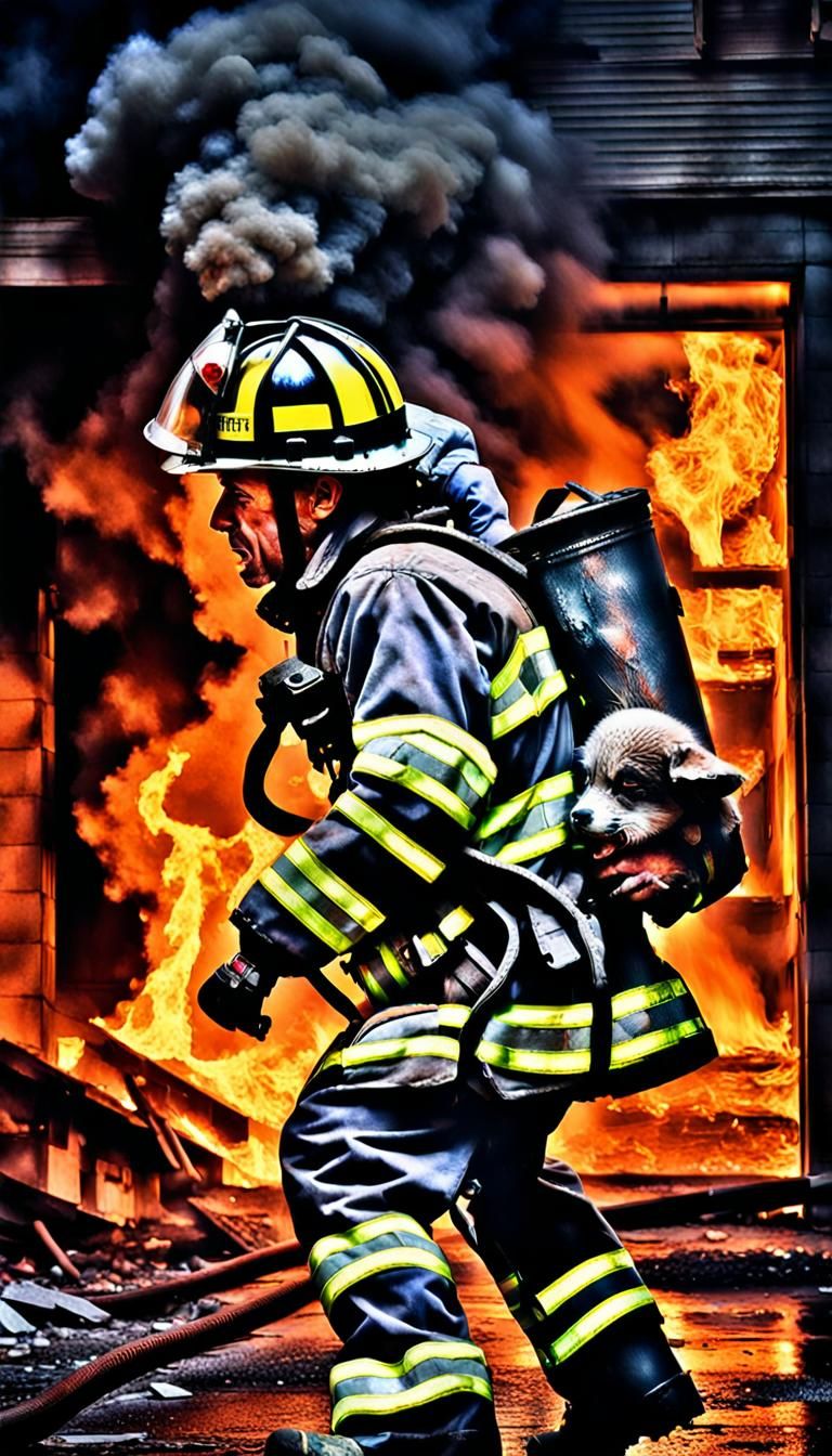 Firefighter Rescue: Hyperrealistic Heroism in Burning Buildi...