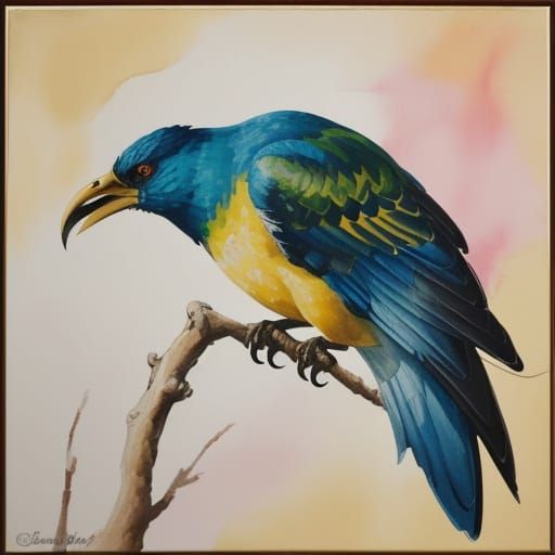 Impressionist Chameleon in Gouache Painting Style