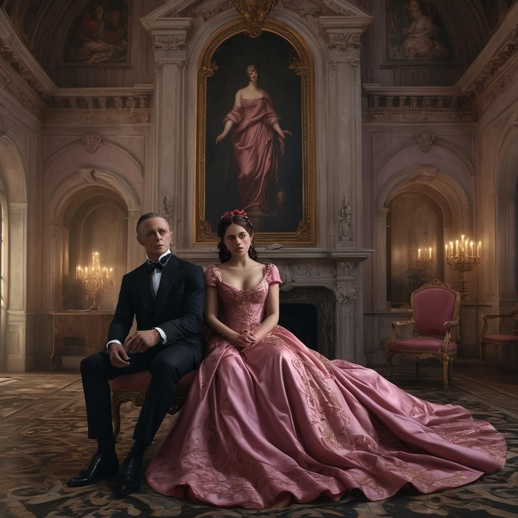 Hannibal Lecter and Woman in Gothic Setting