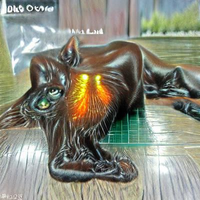 Black Cat with Orange Eyes in 3D
