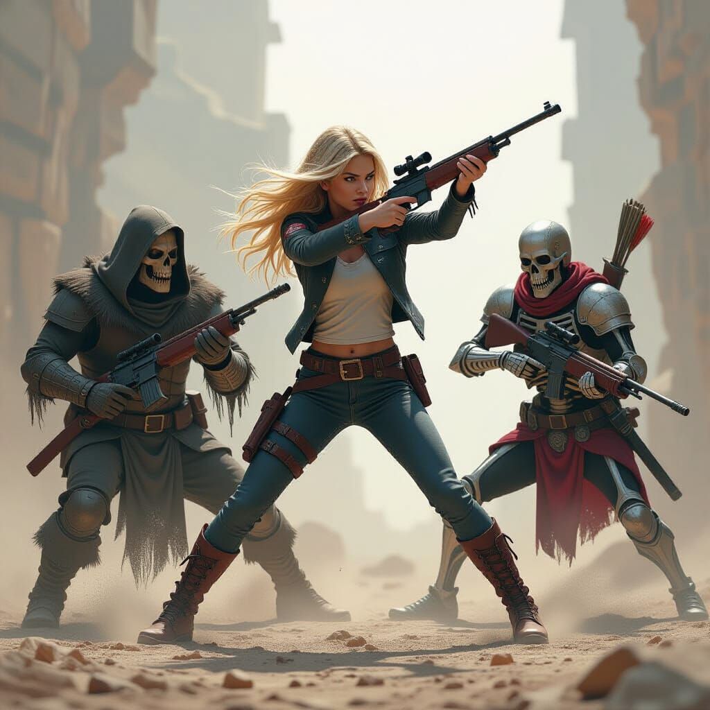 Brave Girl Battles Monsters in Epic Concept Art