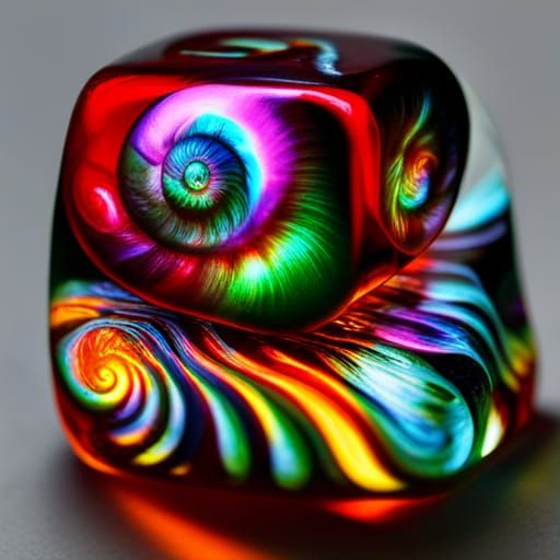 Opalescent Snail with Cosmic Energy in Cubic Shell