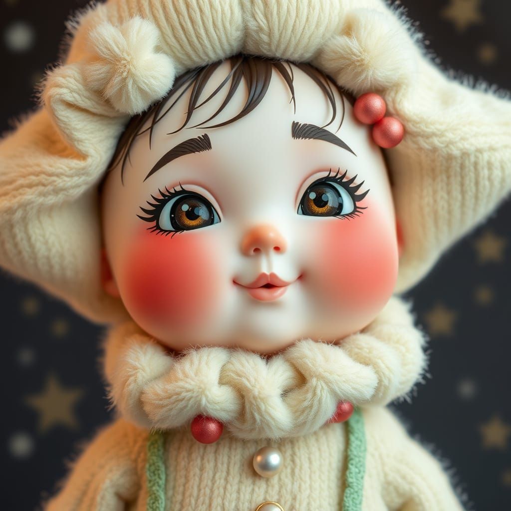 Cartoon Star with Rosy Cheeks and Accessories