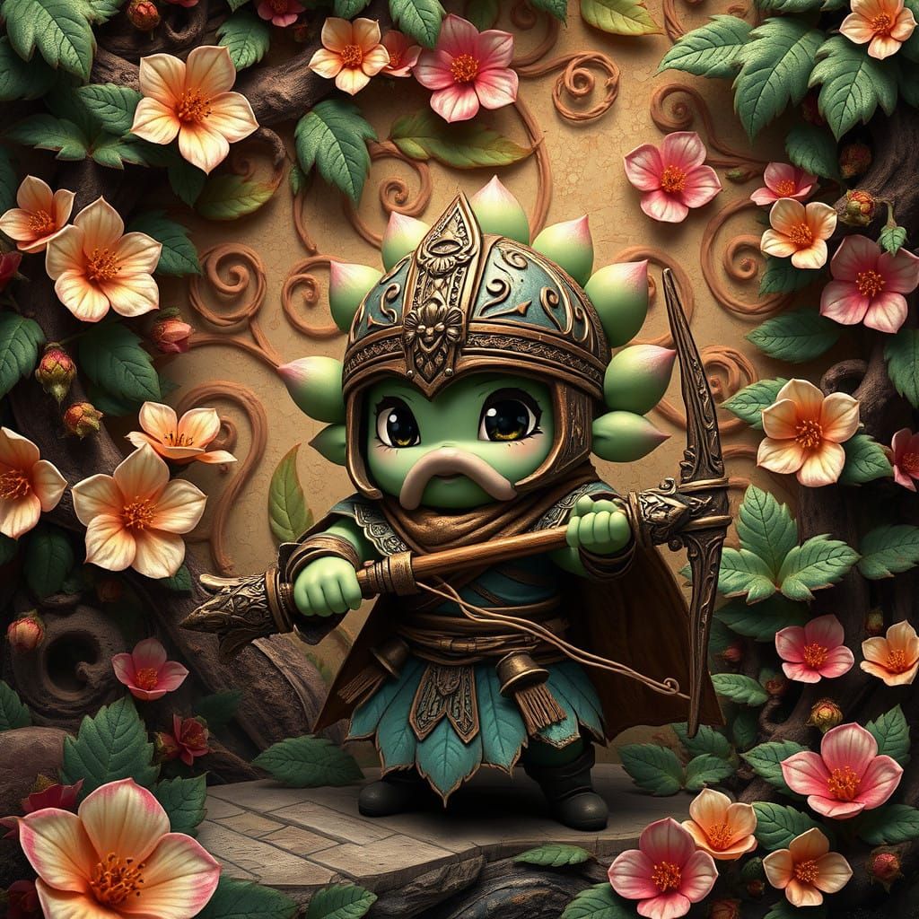 Chibi Warrior Succulent in Ancient Greek Armor