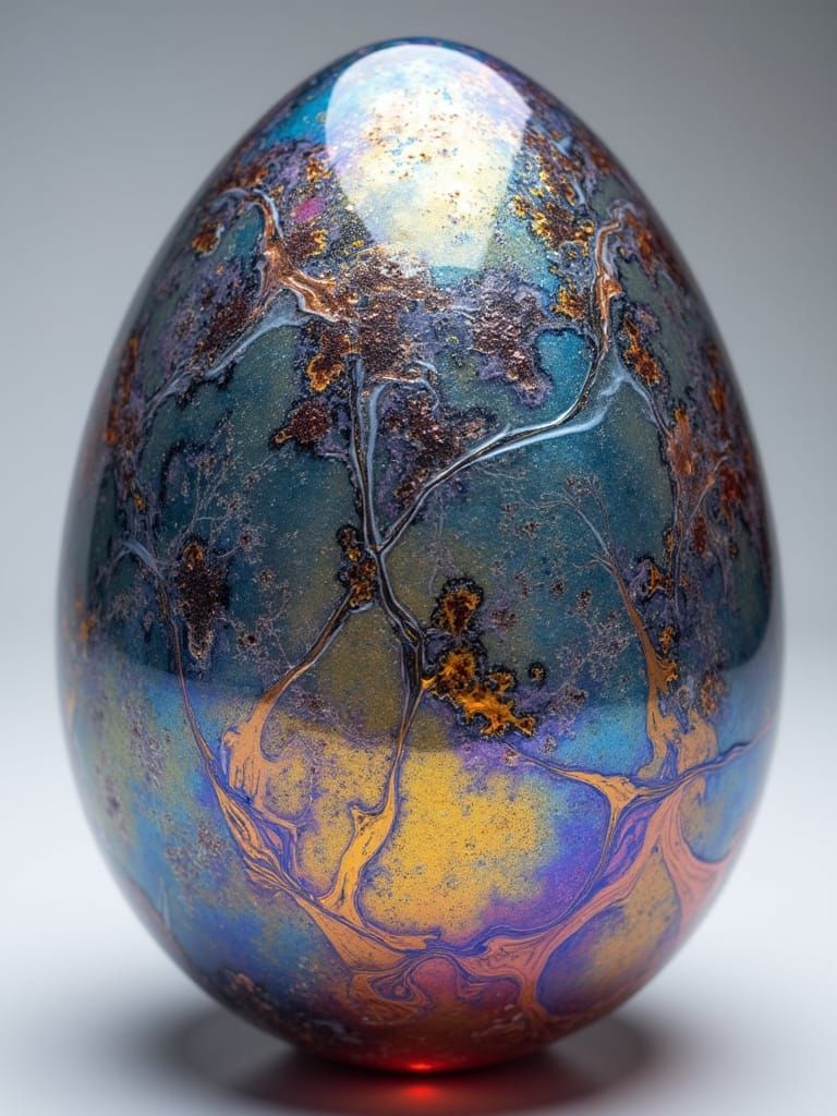 Iridescent Easter Egg in Dreamlike Pop Art Style