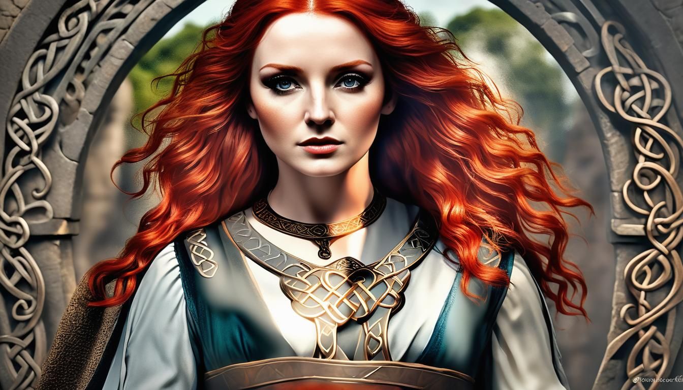 Celtic Woman Portrait in Hyperrealistic Digital Art