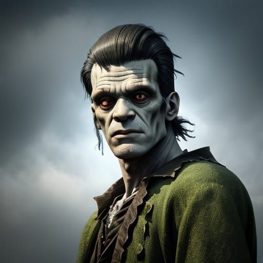 Frankenstein's Gothic Horror Portrait