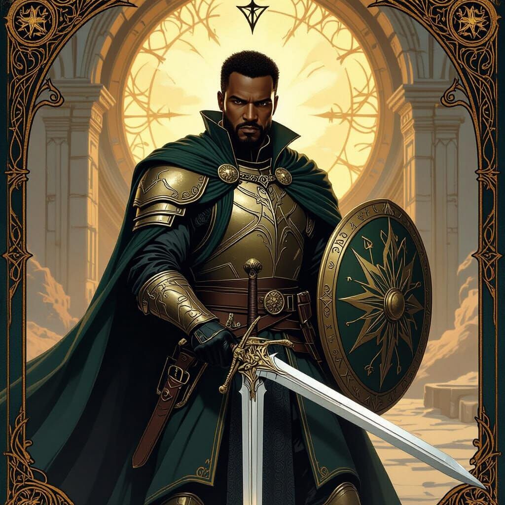 Benjamin Sisco as Gondorian Captain in Tarot Art Style