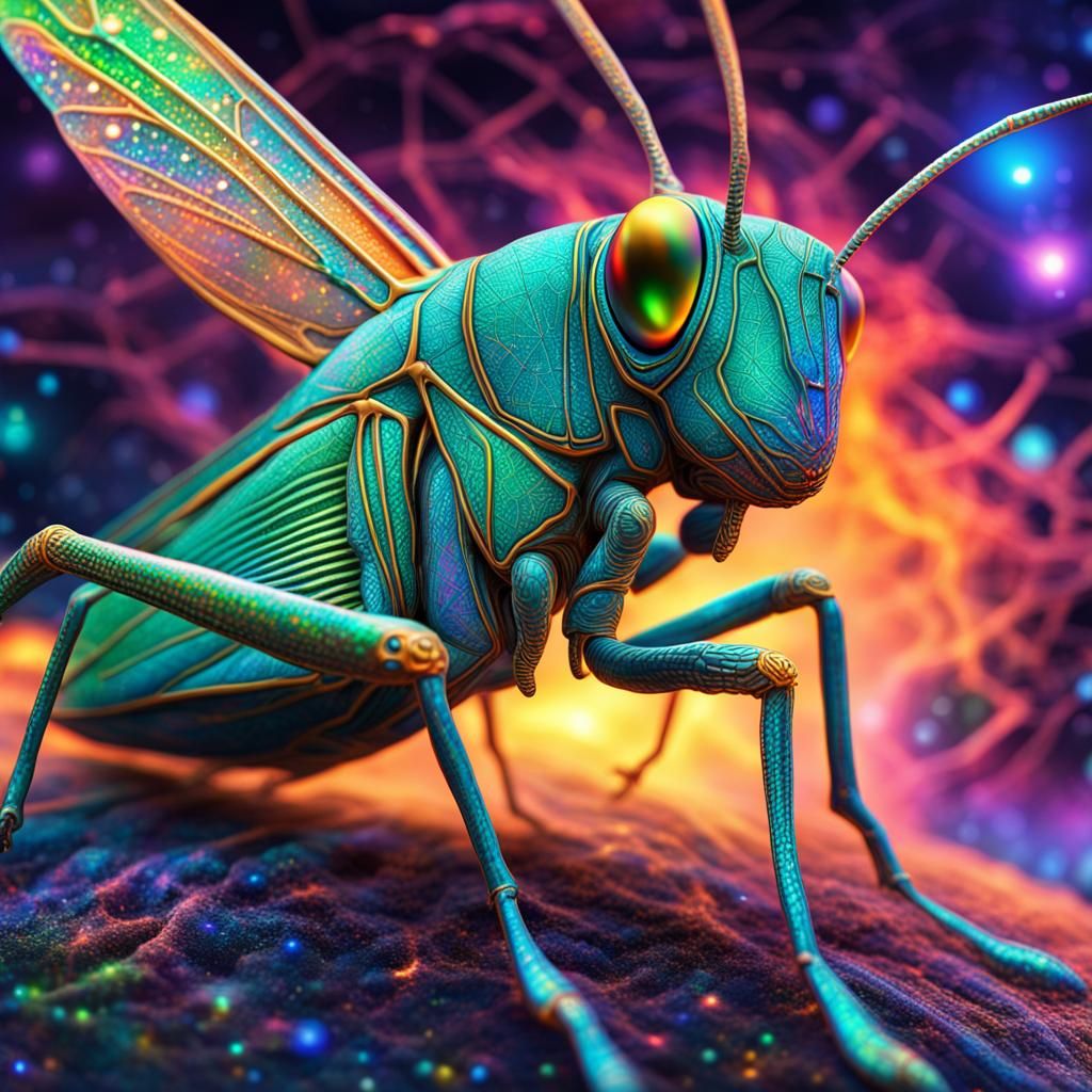 Holographic Cosmic Grasshopper by Pablo Amaringo