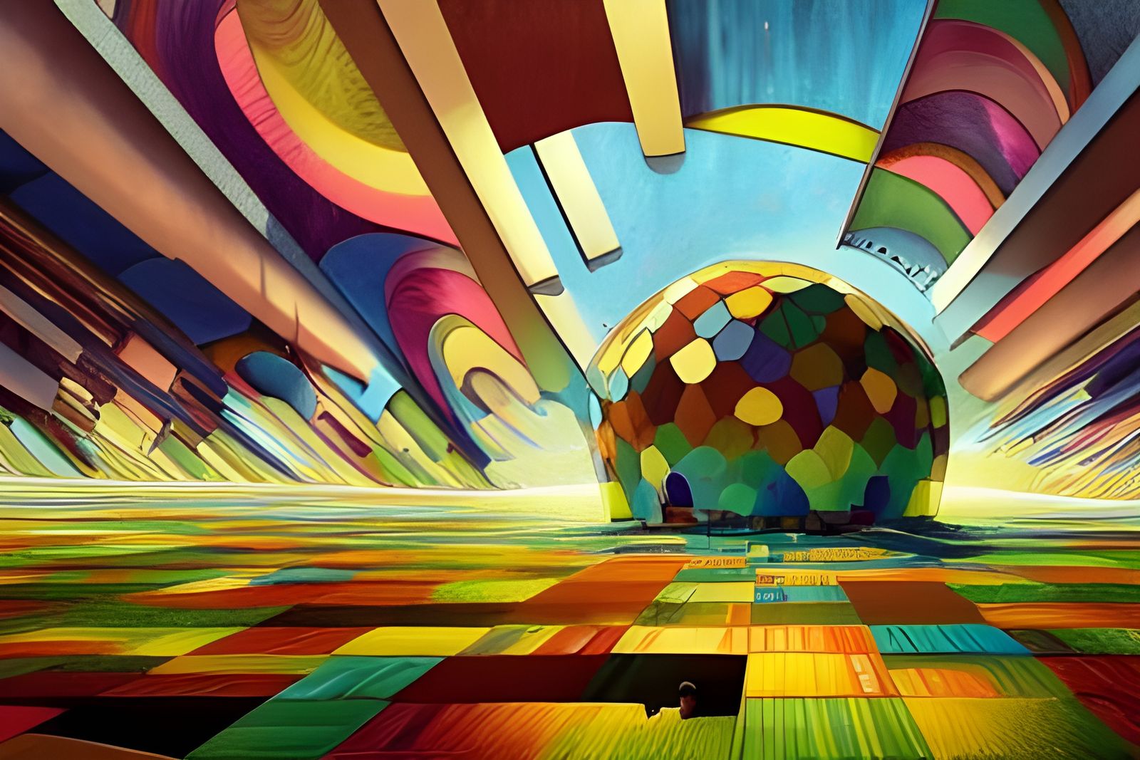 Earth in Stained Glass Dome: Fantasy Concept Art