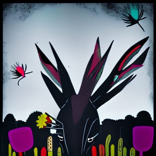 Native American Jackalope Kaiju in Urban Dreamscape