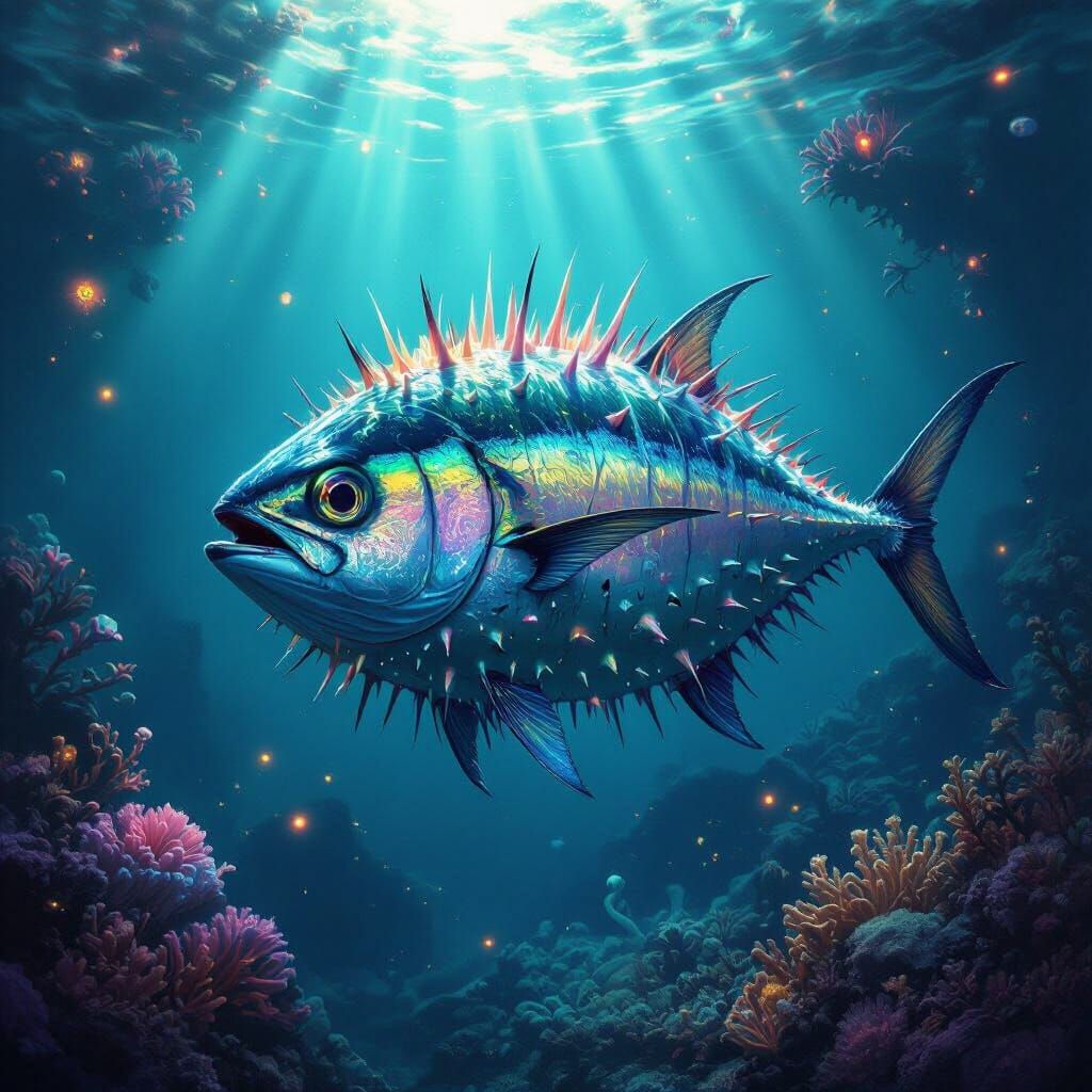 Bizarre Tuna-Sea Urchin Hybrid in Deep Sea