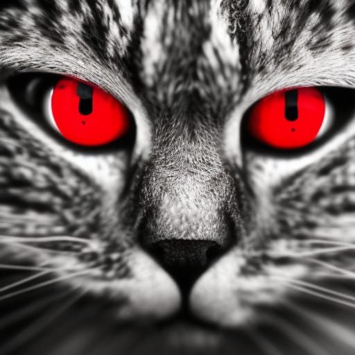 Hyperrealistic Red Eyed Figures in Cinematic Style