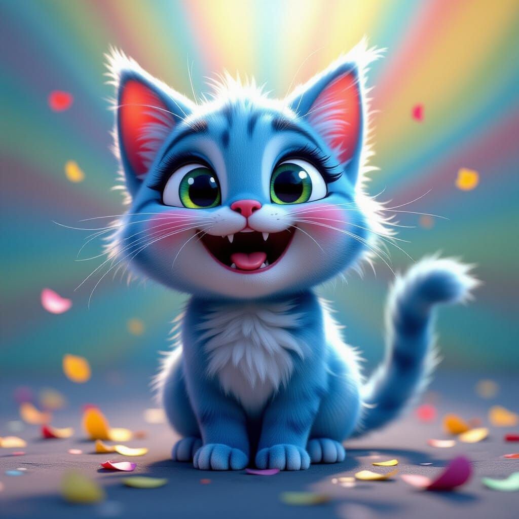 Abstract Cat Chaos in Pixar Style