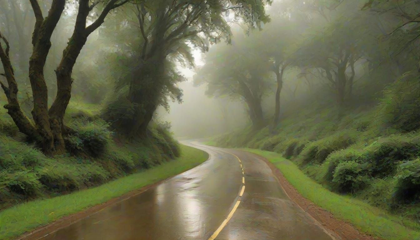 The Long and Winding Road in Moody Watercolor