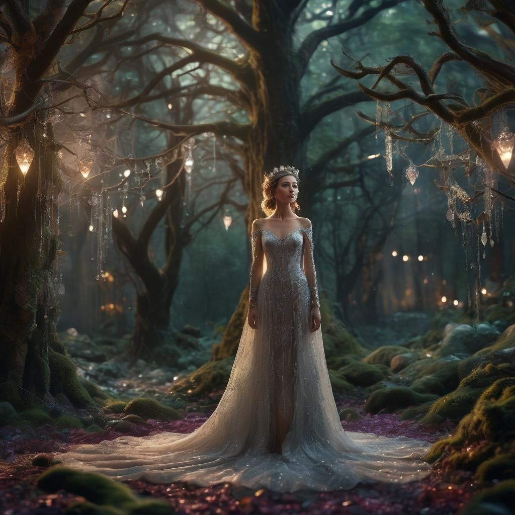 Mystical Forest Bride in Spiderman Dress: Concept Art