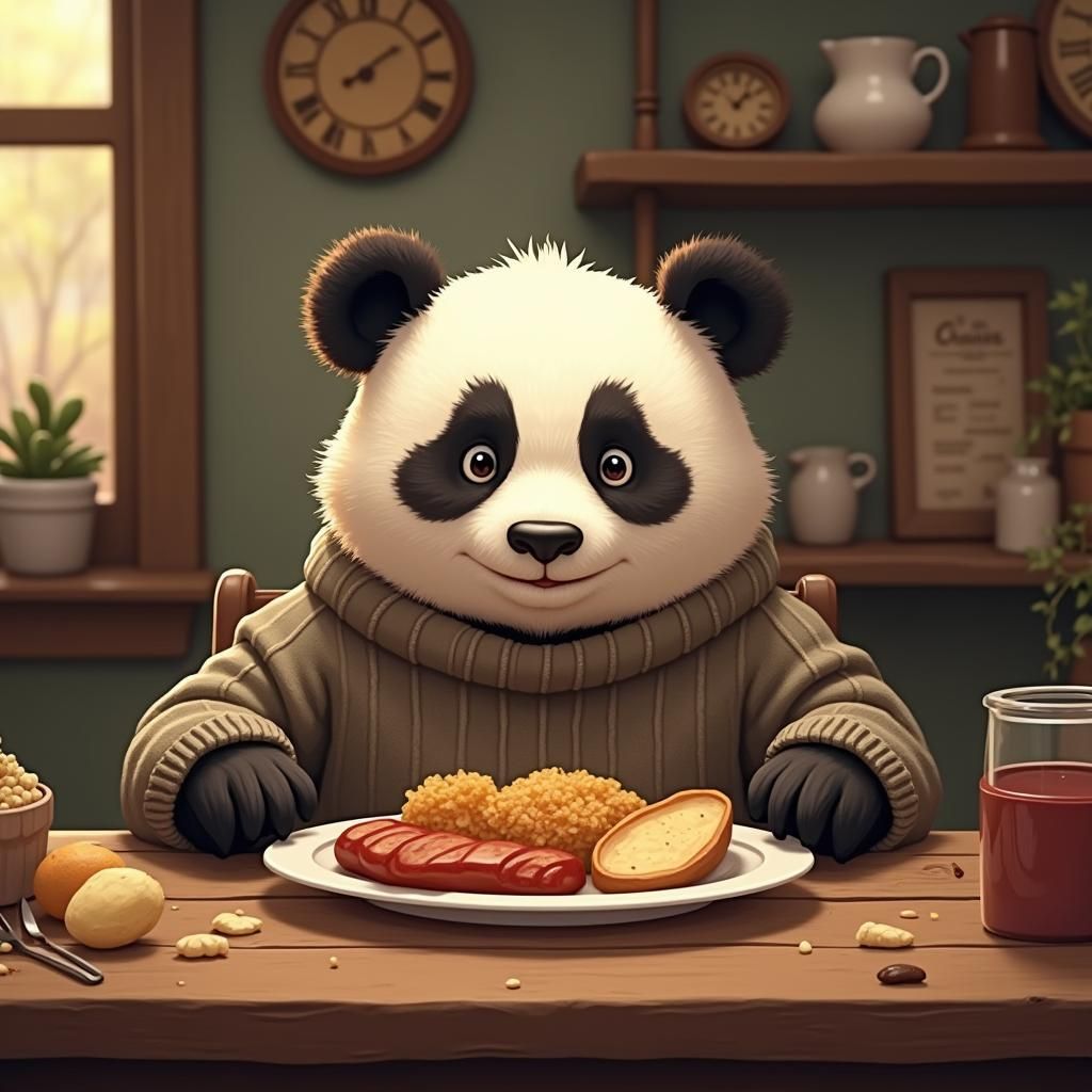 Panda Bear's Cozy Dinner at Cracker Barrel