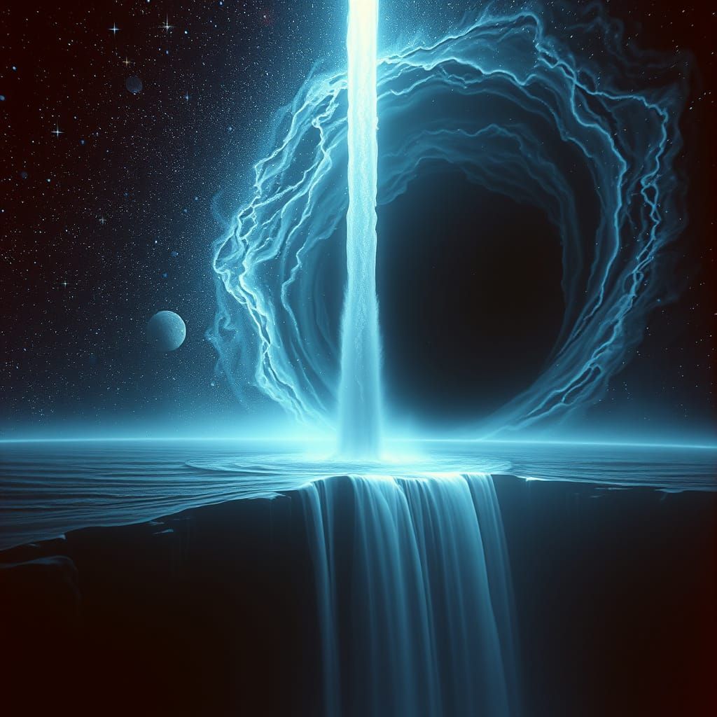 Cosmic Waterfall in Starry Abyss