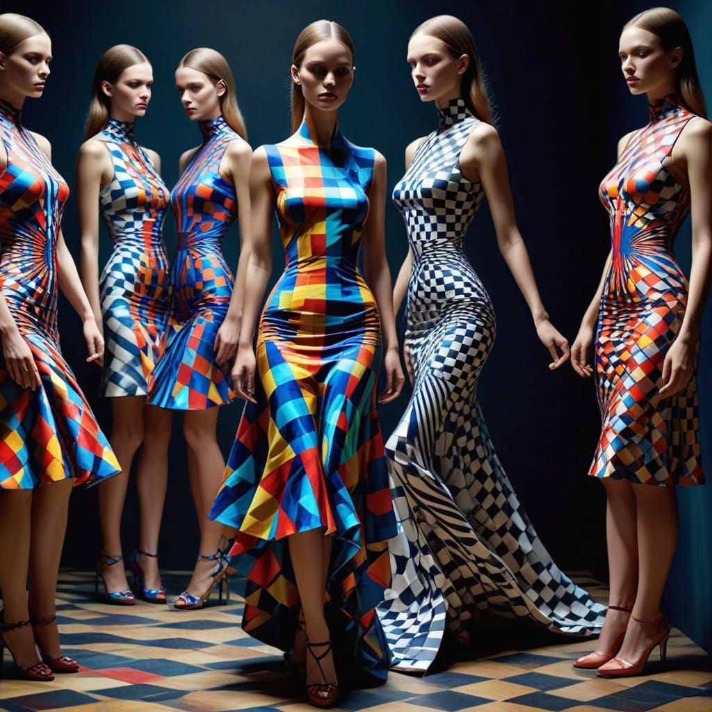 Hypnotic Moiré Fashion Checkerboard Optical Illusion
