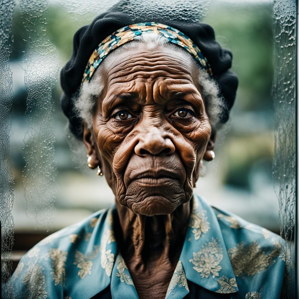 Sad Eyes: High Contrast Portrait of Elderly Woman